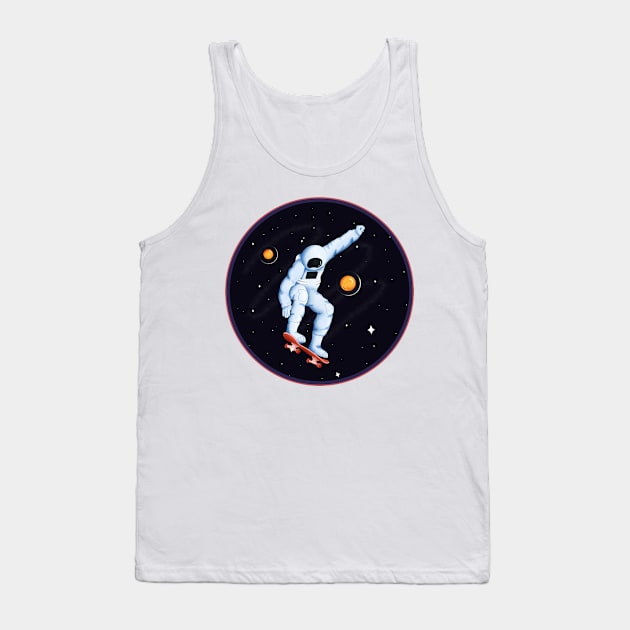 Astronaut Skating On Space Tank Top by ozumdesigns